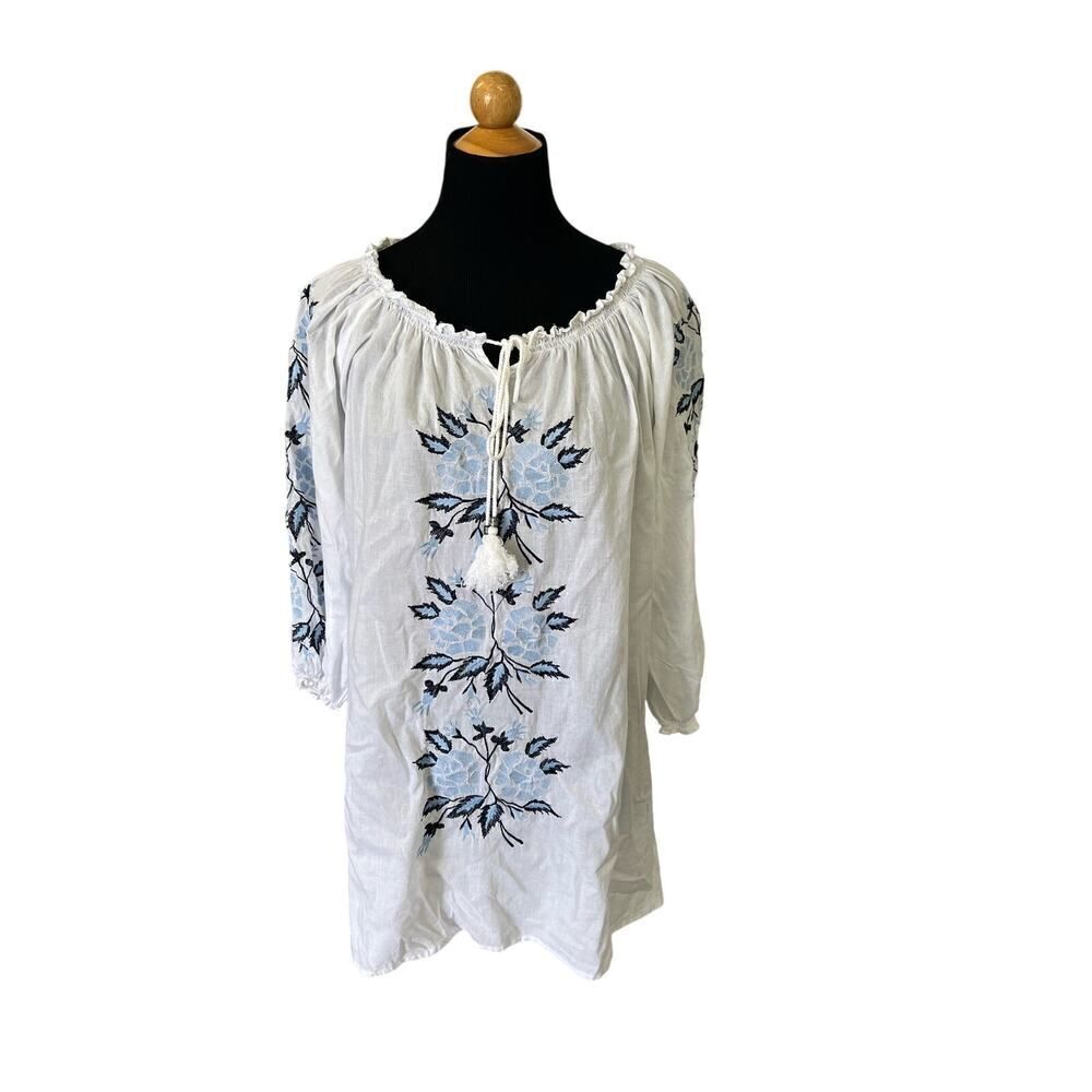 MADISON MATHEWS EMBROIDERED BLOUSE SIZE MEDIUM